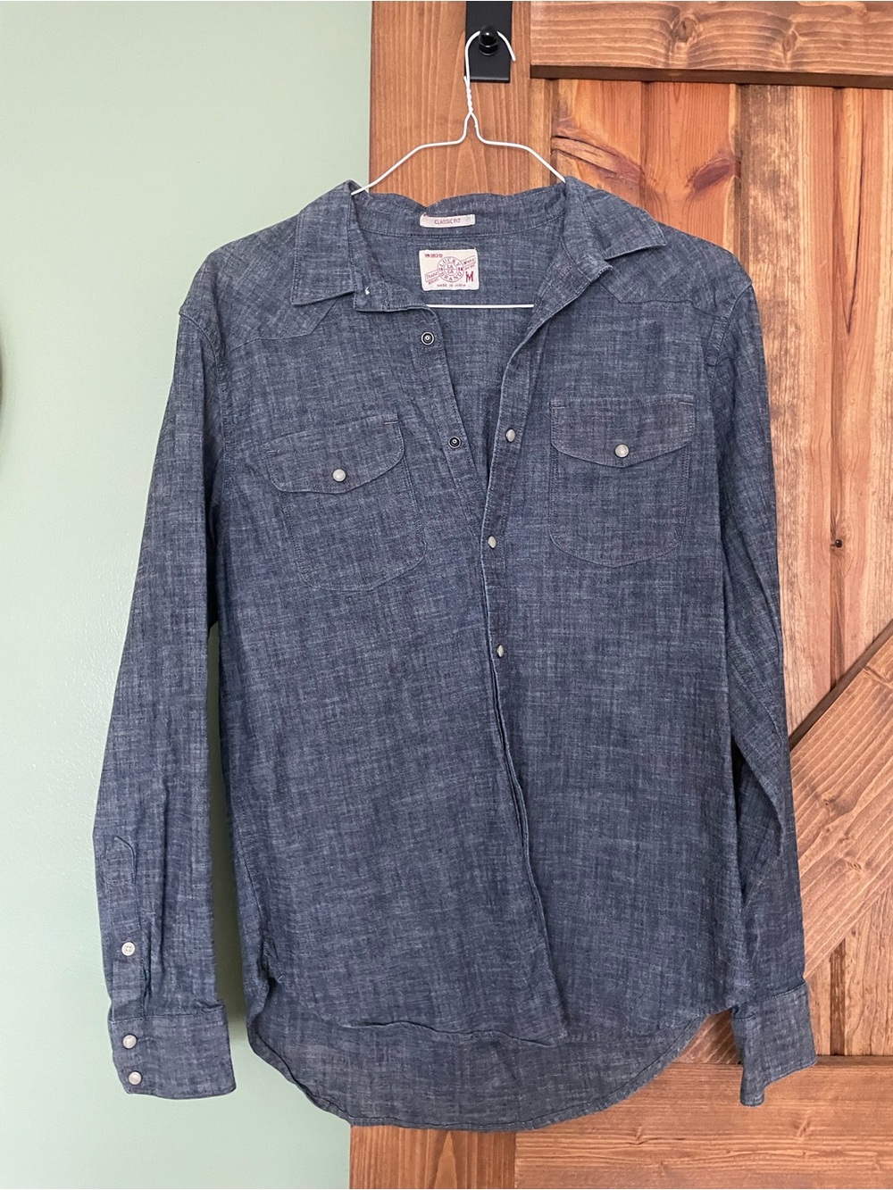 Men's Lucky Brand Chambray Snap-Up Shirt - Dark Blue